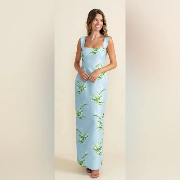 Lily of the Valley Maxi Dress in Blue and Green - Picture 1 of 9